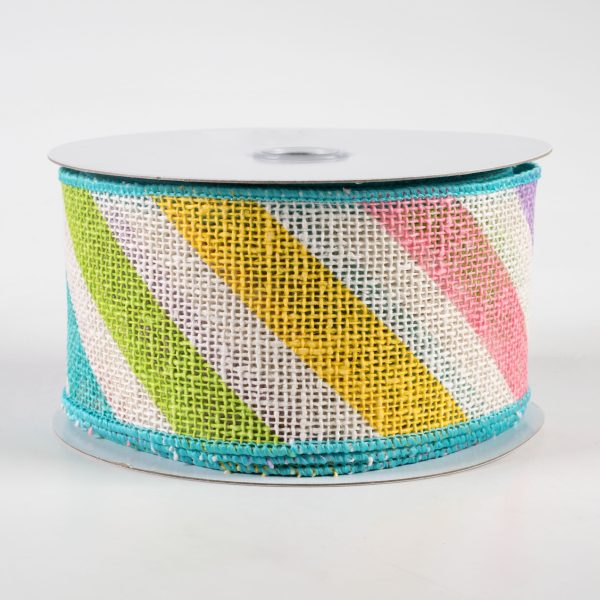 2.5  Large Diagonal Stripe Ribbon: Pastels (10 Yards) Online Hot Sale