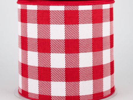 4  Printed Plaid Check Ribbon: Red & White (10 Yards) For Cheap