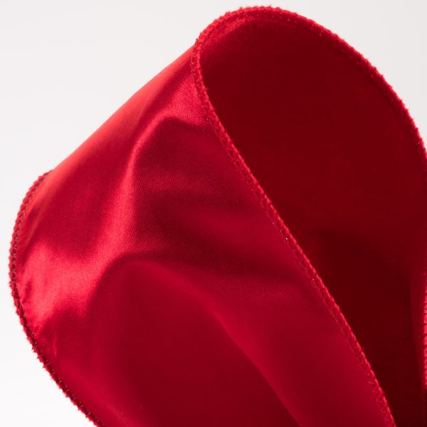 4  Deluxe Velvet Satin Backing Ribbon: Red (10 Yards) Sale