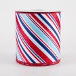 4  Diagonal Glitter Stripes Ribbon: Light Blue Patriotic (10 Yards) Hot on Sale