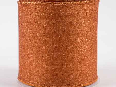 4  Fine Glitter on Royal Ribbon: Pumpkin Orange (10 Yards) on Sale