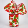 4  Strawberries Ribbon: White (10 Yards) on Sale