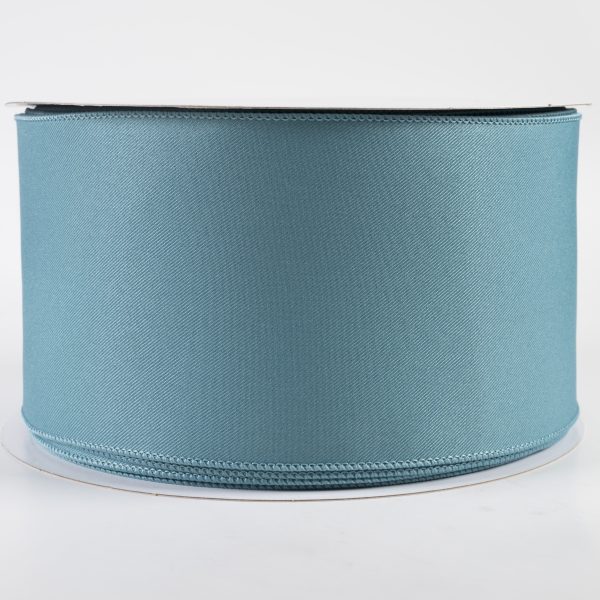 4  Diagonal Weave Fabric Ribbon: Smoke Blue (50 Yards) Supply