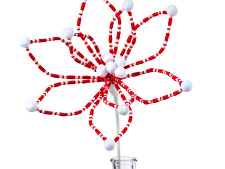 22  Loop Poinsettia Stem: Red & White Fashion