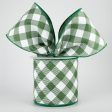 4  Diagonal Check Ribbon: Emerald Green & White (10 Yards) Fashion