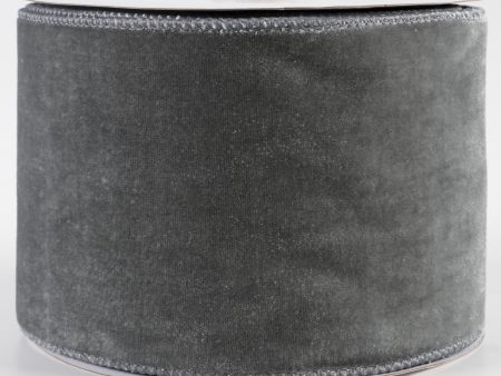 4  Deluxe Velvet Satin Backing Ribbon: Dark Grey (10 Yards) Sale