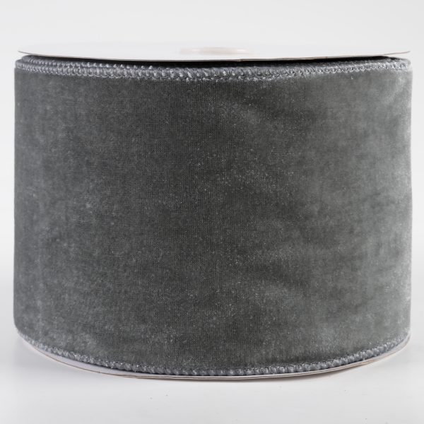 4  Deluxe Velvet Satin Backing Ribbon: Dark Grey (10 Yards) Sale