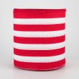 4  Vertical Stripe Faux Burlap Ribbon: Red & White (10 Yards) Fashion