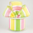 2.5  Watercolor Wide Stripe Ribbon: Yellow, Pink, Green, White (10 Yards) Online now