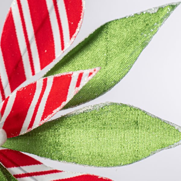 22  Stripe Poinsettia Stem: Red, Green, White Sale