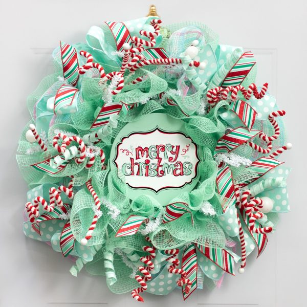 8.5  Round Waterproof Sign: Mint Merry Christmas Discount