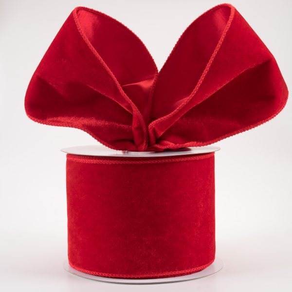 4  Deluxe Velvet Satin Backing Ribbon: Red (10 Yards) Sale