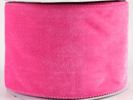 4  Deluxe Velvet Satin Backing Ribbon: Hot Pink (10 Yards) For Sale