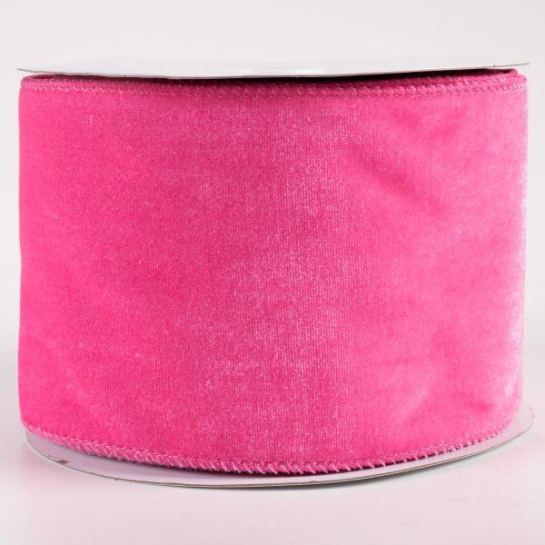 4  Deluxe Velvet Satin Backing Ribbon: Hot Pink (10 Yards) For Sale