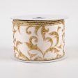 2.5  Acanthus Leaf Ribbon: Ivory & Gold (10 Yards) Sale