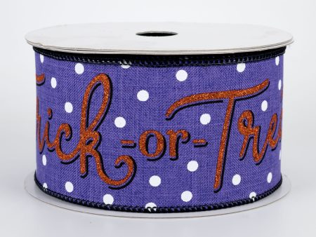 2.5  Trick Or Treat Ribbon: Purple, Orange, White, Black (10 Yards) Fashion