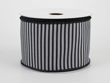 2.5  Horizontal Thin Stripes Ribbon: Grey & Black (10 Yards) on Sale