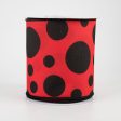 4  Giant Three Size Polka Dot Ribbon: Red & Black (10 Yards) Online now