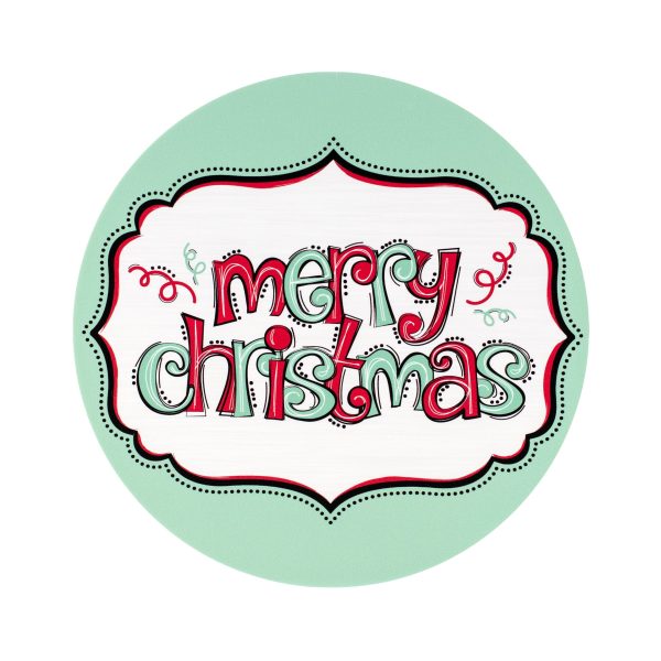 8.5  Round Waterproof Sign: Mint Merry Christmas Discount