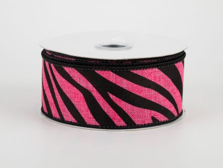 1.5  Animal Stripes Ribbon: Hot Pink & Black (10 Yards) For Cheap