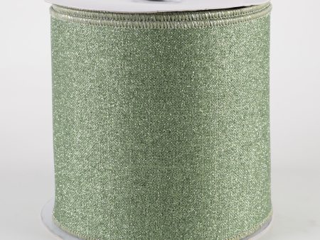 4  Fine Glitter on Royal Ribbon: Sage Green (10 Yards) Supply