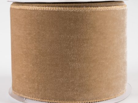 4  Deluxe Velvet Satin Backing Ribbon: Taupe (10 Yards) Supply