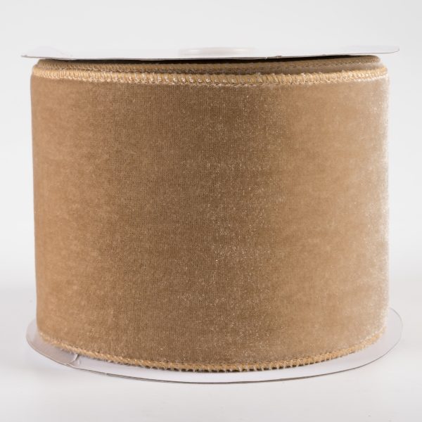 4  Deluxe Velvet Satin Backing Ribbon: Taupe (10 Yards) Supply