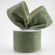 4  Deluxe Velvet Satin Backing Ribbon: Sage Green (10 Yards) For Sale