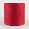 4  Fine Glitter on Royal Ribbon: Red (10 Yards) For Discount