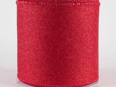 4  Fine Glitter on Royal Ribbon: Red (10 Yards) For Discount