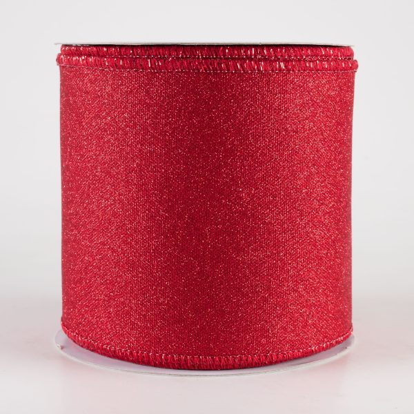 4  Fine Glitter on Royal Ribbon: Red (10 Yards) For Discount