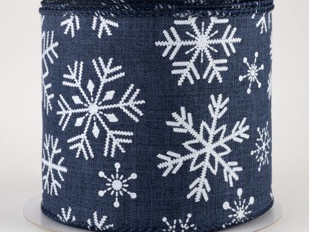 4  Snowflakes Ribbon: Navy Blue (10 Yards) Supply