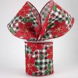 4  Poinsettia & Holly On Check Ribbon (10 Yards) Online Sale