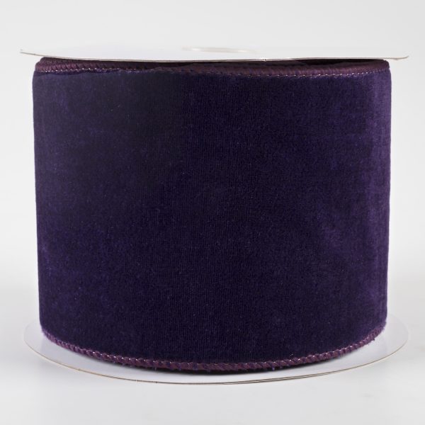 4  Deluxe Velvet Satin Backing Ribbon: Purple (10 Yards) For Sale