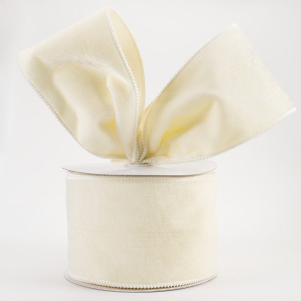 4  Deluxe Velvet Satin Backing Ribbon: Cream (10 Yards) For Sale