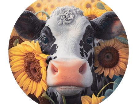 9.4  Round Waterproof Accent: Peeking Sunflower Cow For Sale