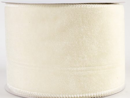 4  Deluxe Velvet Satin Backing Ribbon: Cream (10 Yards) For Sale