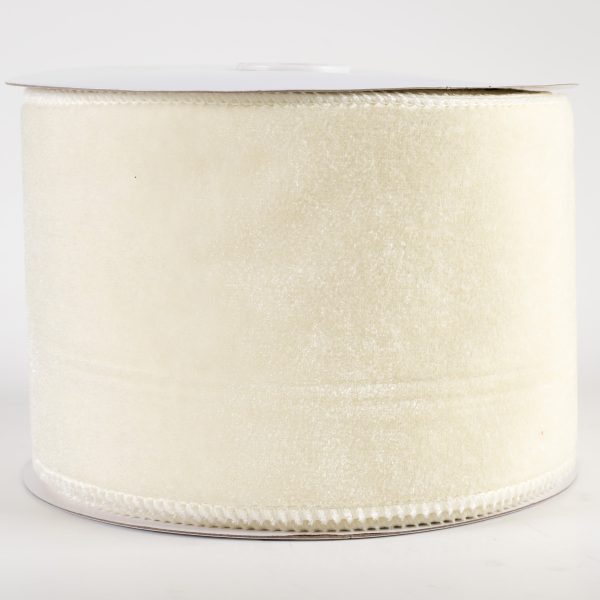 4  Deluxe Velvet Satin Backing Ribbon: Cream (10 Yards) For Sale