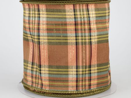 4  Plaid Faux Dupioni Ribbon: Beige, Olive, Gold (10 Yards) For Discount