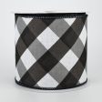 4  Bold Check Basketweave Ribbon: Black & White (10 Yards) Online now