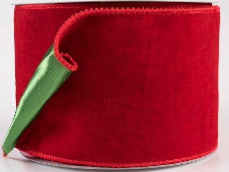 4  Deluxe Velvet Satin Backing Ribbon: Red & Green (10 Yards) Online now