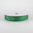 5 8  Shimmer Glitter Ribbon: Emerald Green (10 Yards) Online Hot Sale