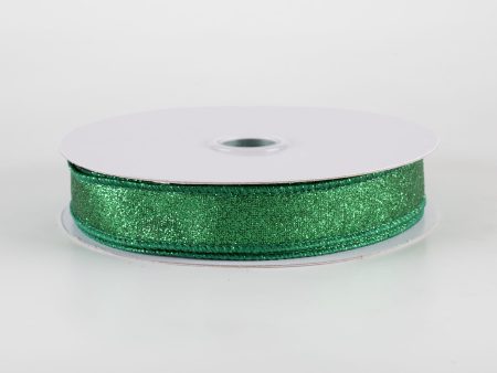 5 8  Shimmer Glitter Ribbon: Emerald Green (10 Yards) Online Hot Sale