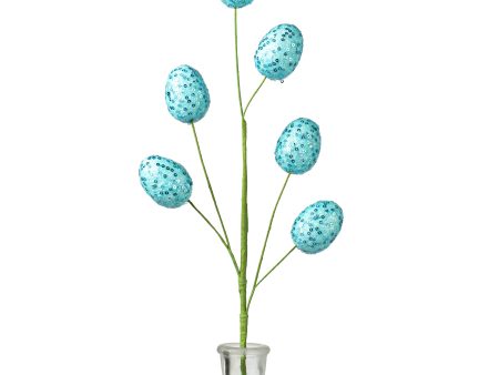 22  Sequin Easter Egg Spray: Blue Hot on Sale