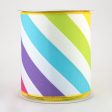 4  Large Diagonal Stripe Ribbon: Multi Brights (10 Yards) For Discount