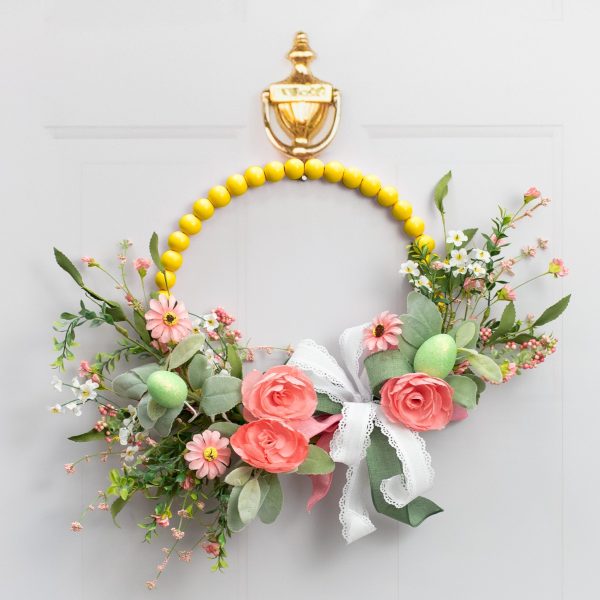 13  Wood Bead Wreath: Bright Yellow Online