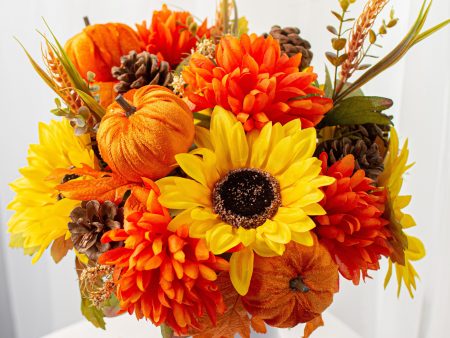 Un-bushed Pick Mix: Sunflower, Mum, Pumpkin & Pinecone (24 Stem) Sale