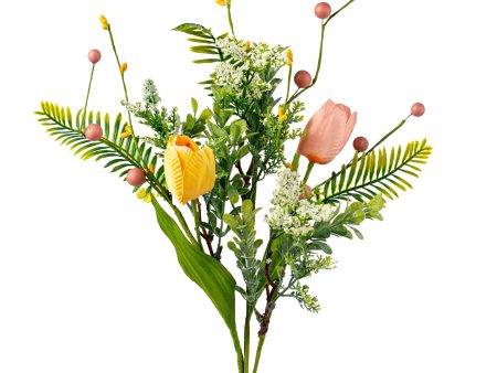 19  Tulips with Greenery Bush: Peach & Yellow Cheap