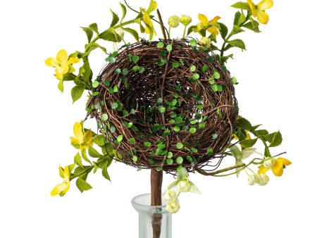 10  Twig Nest with Flowers Pick: Yellow Online