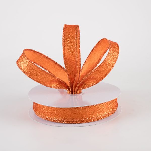 5 8  Shimmer Glitter Ribbon: Orange (10 Yards) For Discount